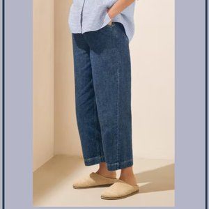 Poetry INDIGO-DYED JEANS - wide leg - buckle back - US 8